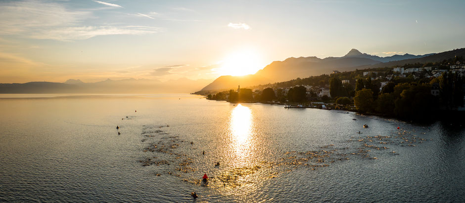 Lever de soleil sur le lac Léman - Triathlon d'Evian